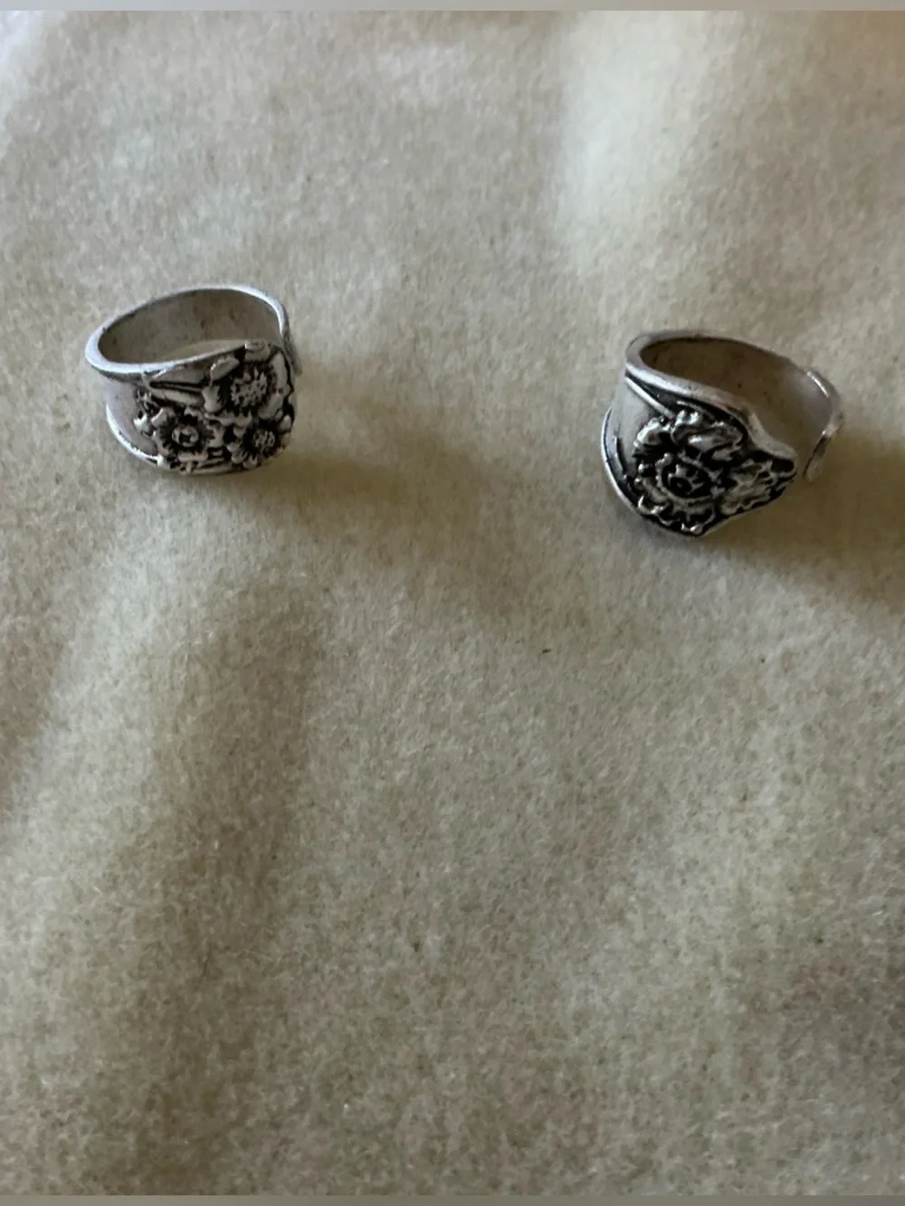 Floral Spoon Ring Set in Silver Tone - Women Jewelry